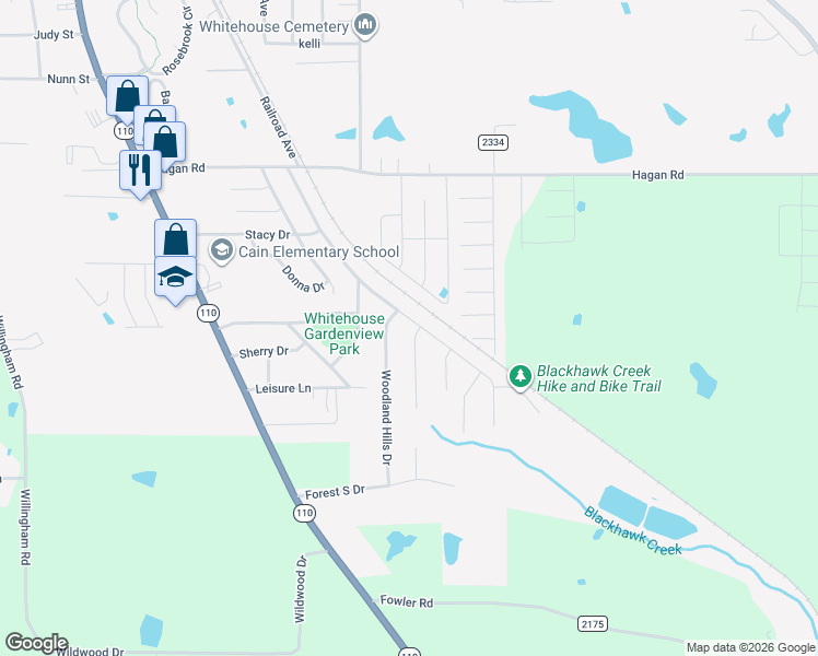 map of restaurants, bars, coffee shops, grocery stores, and more near 1104 Corey Drive in Whitehouse