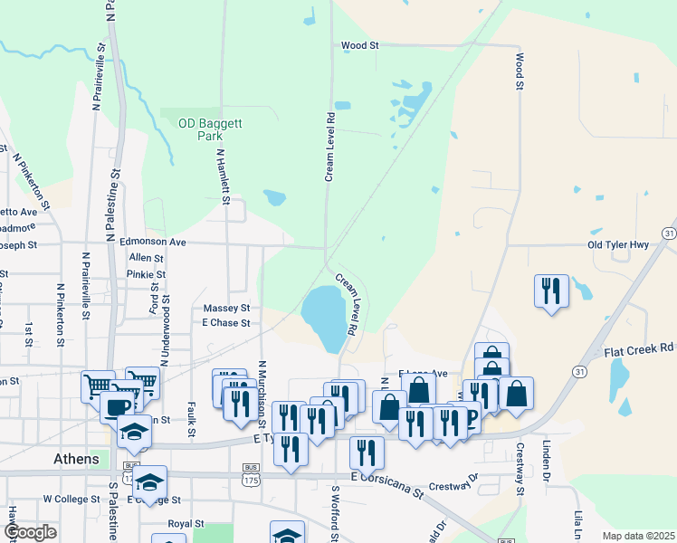 map of restaurants, bars, coffee shops, grocery stores, and more near 901-991 North Wofford Street in Athens