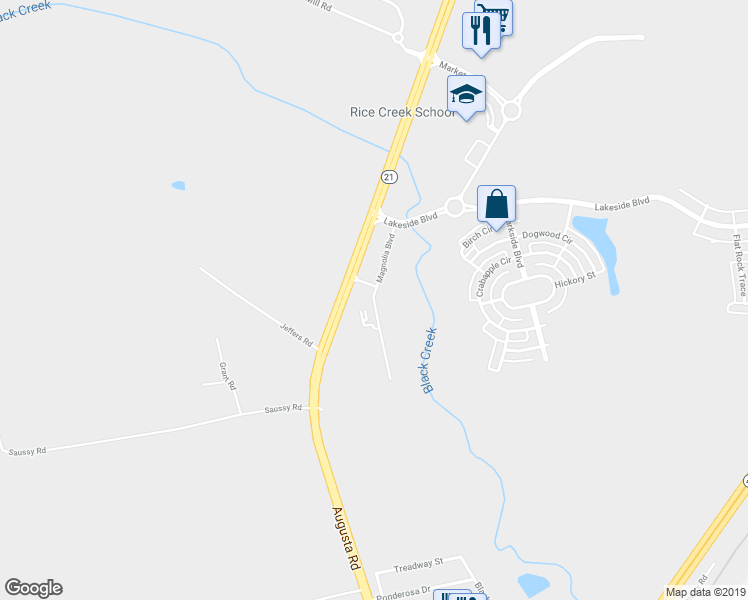 map of restaurants, bars, coffee shops, grocery stores, and more near Magnolia Boulevard in Port Wentworth