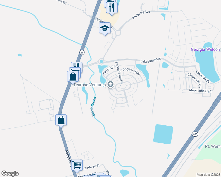 map of restaurants, bars, coffee shops, grocery stores, and more near 29 Crabapple Circle in Savannah
