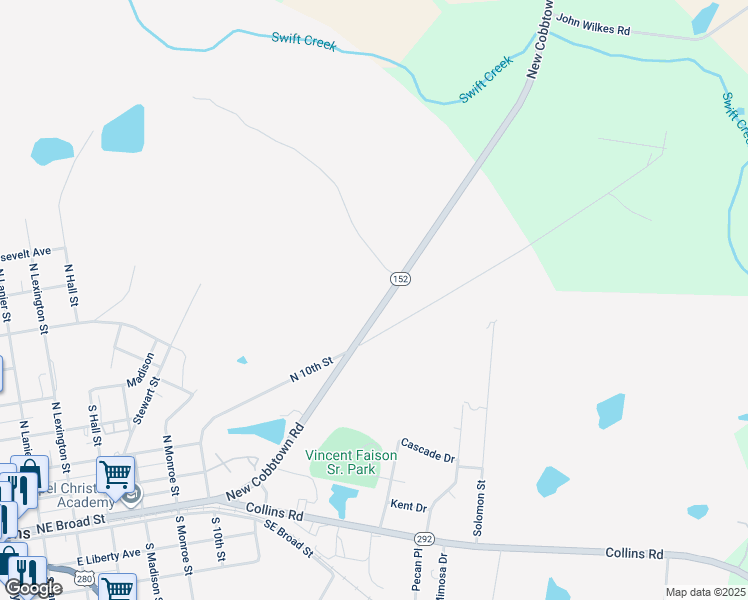 map of restaurants, bars, coffee shops, grocery stores, and more near 277 Georgia 152 in Lyons