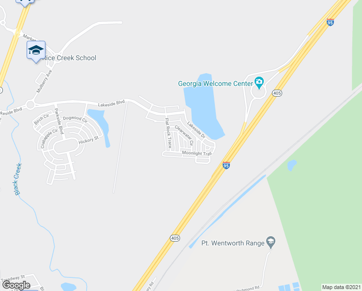 map of restaurants, bars, coffee shops, grocery stores, and more near 13 Sandy Shoals Pass in Port Wentworth