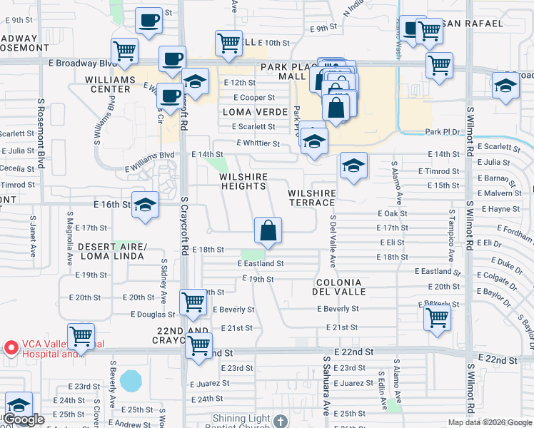 map of restaurants, bars, coffee shops, grocery stores, and more near 525 South Brighton Lane in Tucson