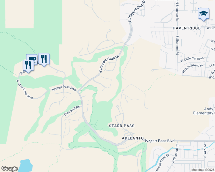 map of restaurants, bars, coffee shops, grocery stores, and more near 3444 West Tiny Bird Court in Tucson