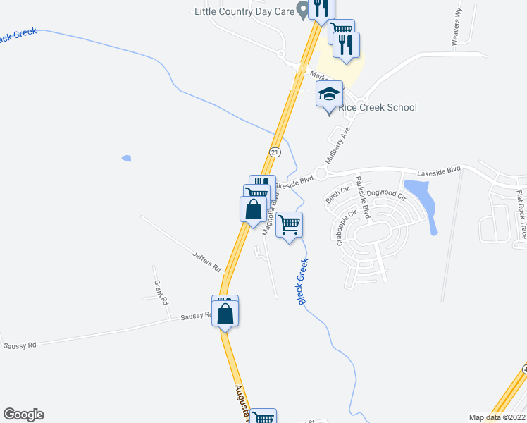 map of restaurants, bars, coffee shops, grocery stores, and more near 4 Magnolia Boulevard in Savannah