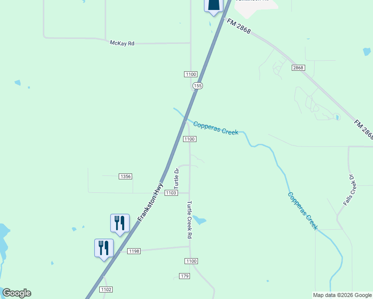 map of restaurants, bars, coffee shops, grocery stores, and more near 18390 County Road 1100 in Flint