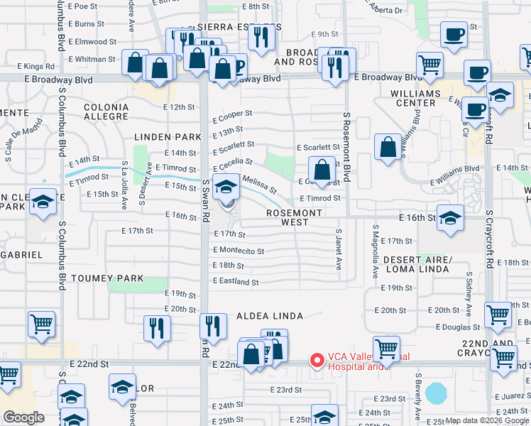 map of restaurants, bars, coffee shops, grocery stores, and more near 4818 East Winsett Street in Tucson