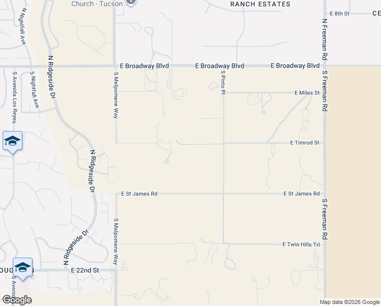 map of restaurants, bars, coffee shops, grocery stores, and more near 440 South Pinto Place in Tucson