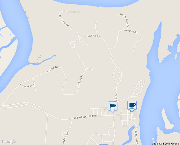 map of restaurants, bars, coffee shops, grocery stores, and more near 14 High Hope Way in Bluffton