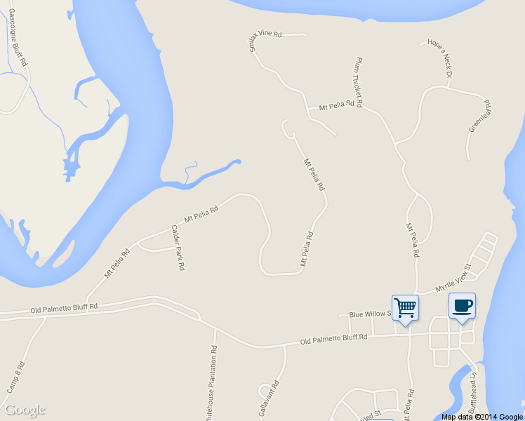map of restaurants, bars, coffee shops, grocery stores, and more near 244 Mount Pelia Road in Bluffton