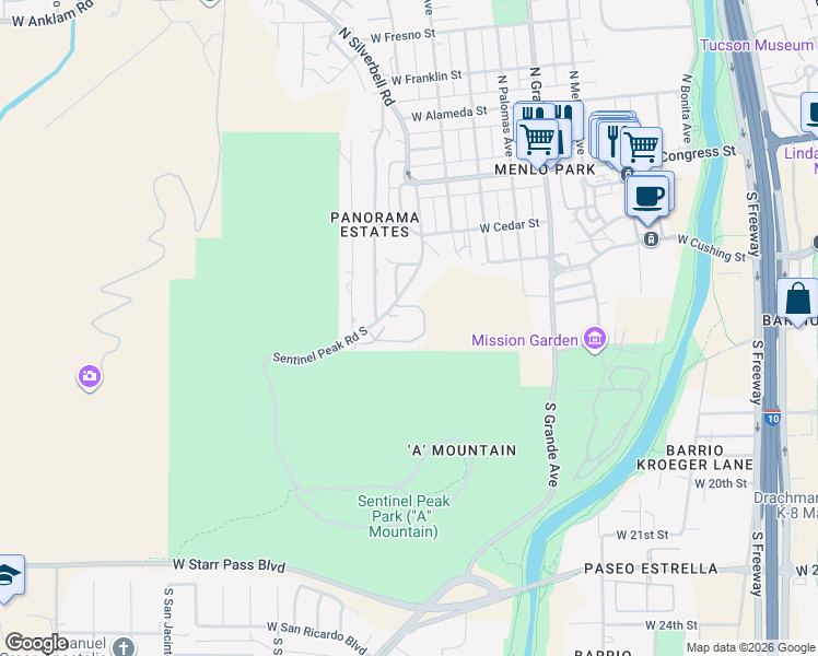 map of restaurants, bars, coffee shops, grocery stores, and more near 523 South Stephanie Loop in Tucson