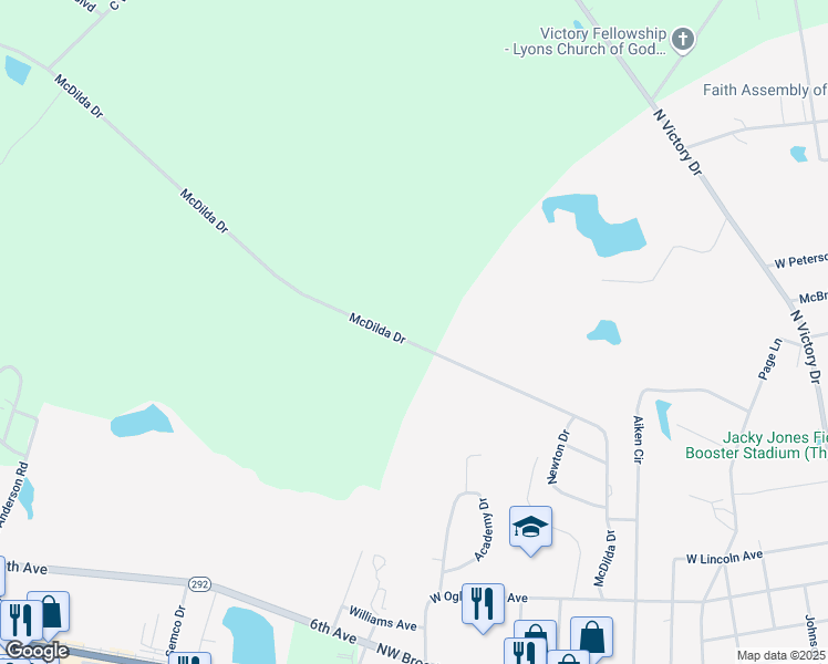 map of restaurants, bars, coffee shops, grocery stores, and more near 554 McDilda Drive in Lyons