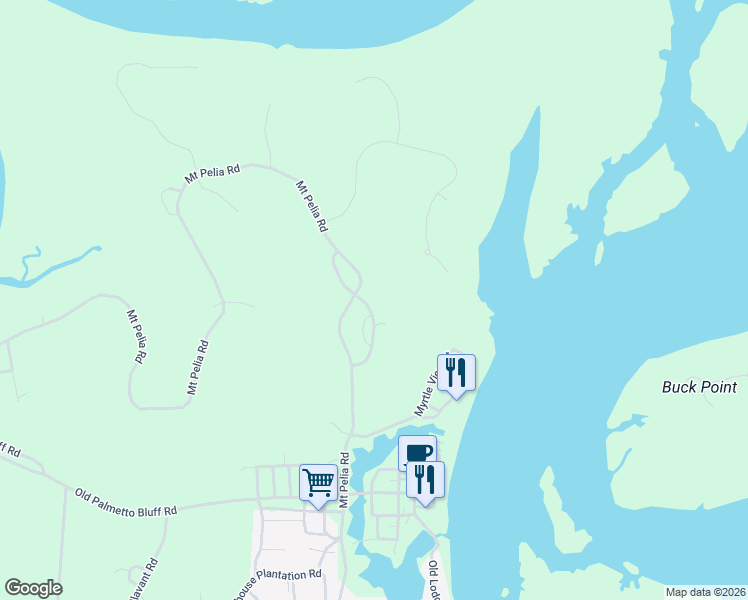map of restaurants, bars, coffee shops, grocery stores, and more near 20 Anson Park Road East in Bluffton