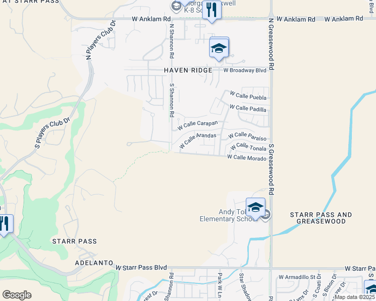 map of restaurants, bars, coffee shops, grocery stores, and more near 2804 West Calle Morado in Tucson