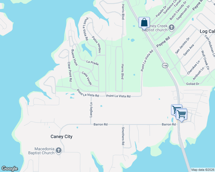 map of restaurants, bars, coffee shops, grocery stores, and more near 4854 Point La Vista Road in Malakoff