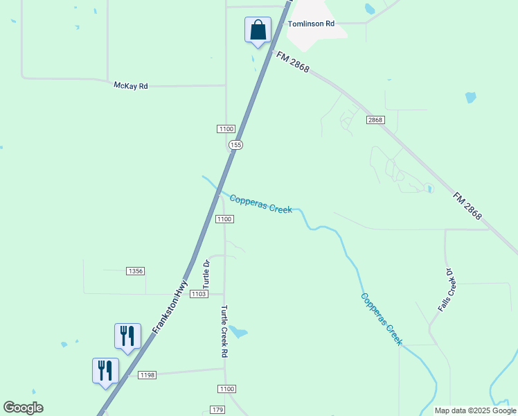 map of restaurants, bars, coffee shops, grocery stores, and more near 18297 County Road 1100 in Smith