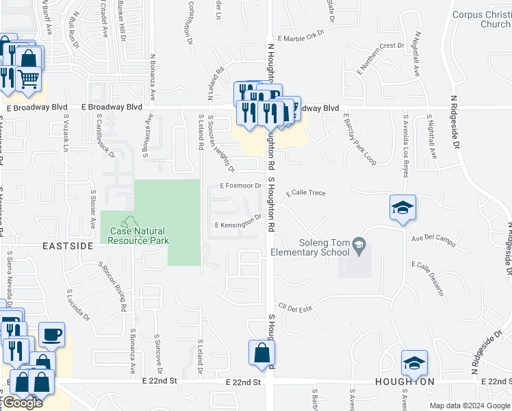 map of restaurants, bars, coffee shops, grocery stores, and more near 426 South Ridgefield Avenue in Tucson