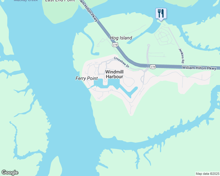 map of restaurants, bars, coffee shops, grocery stores, and more near 3 Post Mill Road in Hilton Head Island