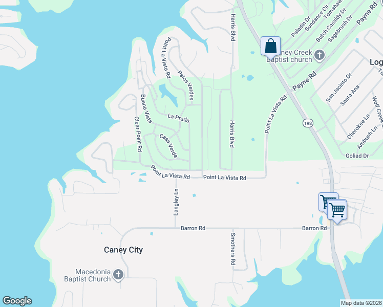 map of restaurants, bars, coffee shops, grocery stores, and more near 15405 Las Cruces in Malakoff