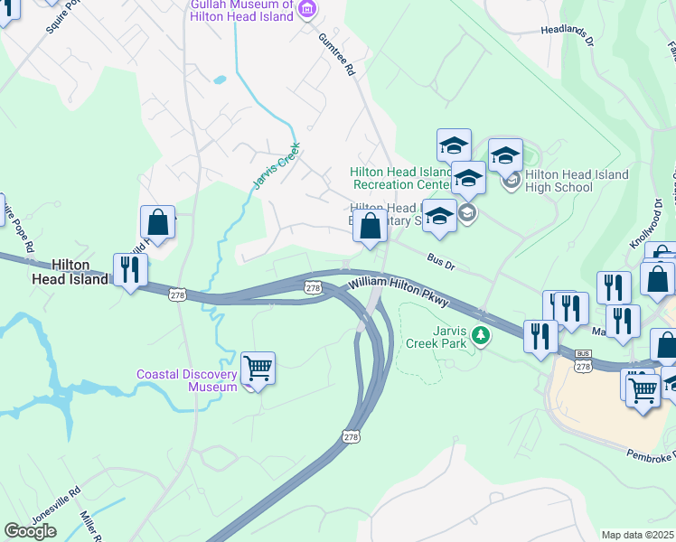 map of restaurants, bars, coffee shops, grocery stores, and more near in Hilton Head Island
