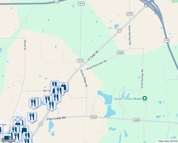 map of restaurants, bars, coffee shops, grocery stores, and more near 1803 Texas 31 Business in Athens