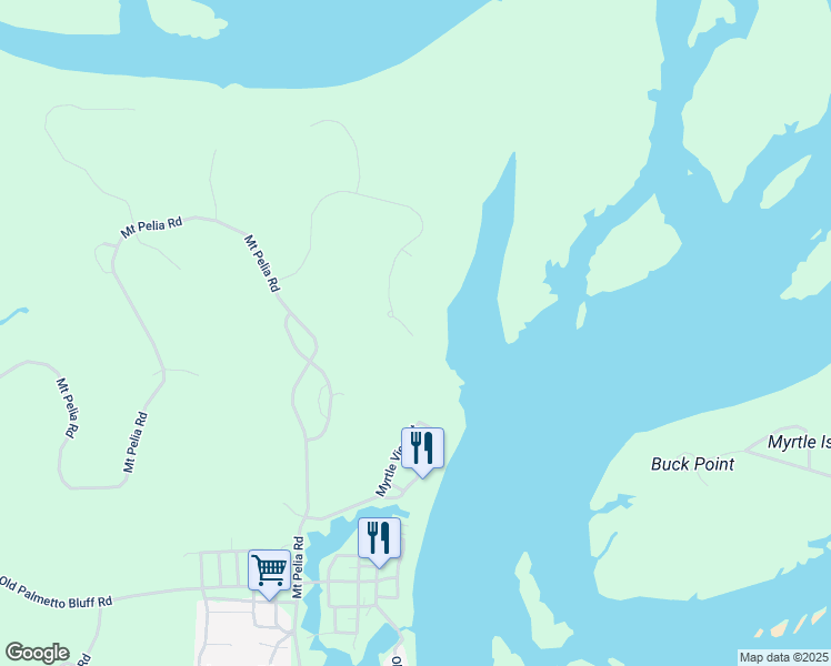 map of restaurants, bars, coffee shops, grocery stores, and more near 87 Greenleaf Rd in Bluffton