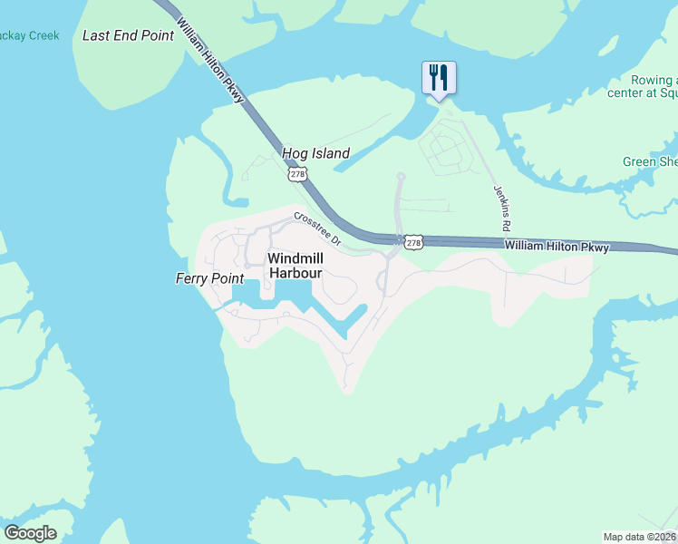 map of restaurants, bars, coffee shops, grocery stores, and more near 20 Sparwheel Lane in Hilton Head Island