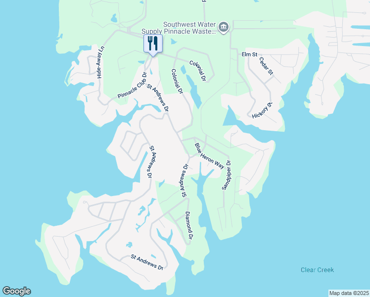 map of restaurants, bars, coffee shops, grocery stores, and more near 145 Saint Andrews Drive in Mabank