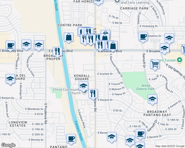 map of restaurants, bars, coffee shops, grocery stores, and more near 7887 East Uhl Street in Tucson