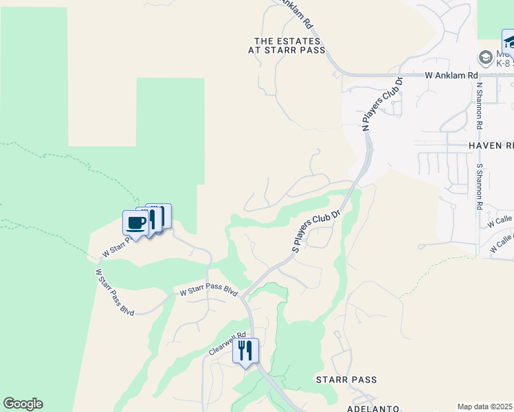 map of restaurants, bars, coffee shops, grocery stores, and more near 3572 West Foxes Meadow Drive in Tucson