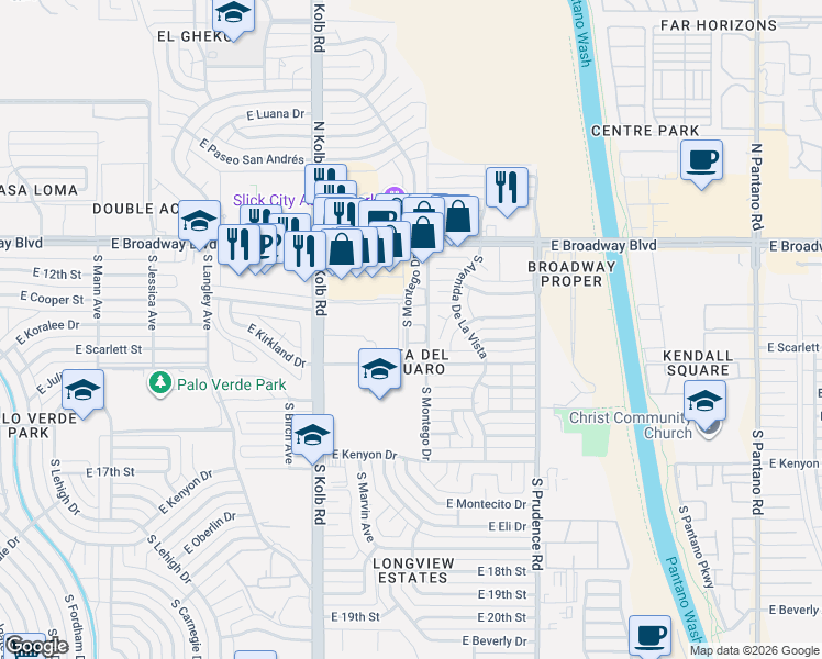 map of restaurants, bars, coffee shops, grocery stores, and more near 7252 Caminito Feliz in Tucson