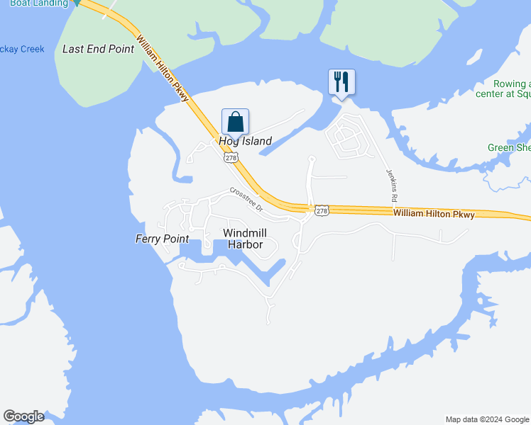 map of restaurants, bars, coffee shops, grocery stores, and more near 37 Crosstree Dr in Hilton Head Island