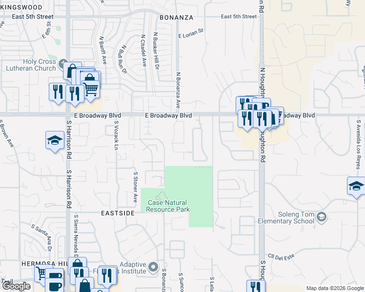map of restaurants, bars, coffee shops, grocery stores, and more near 161 Gold Mine Loop South in Tucson