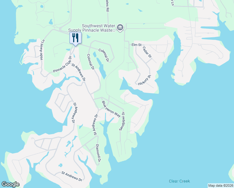 map of restaurants, bars, coffee shops, grocery stores, and more near 104 Saint Andrews Drive in Mabank