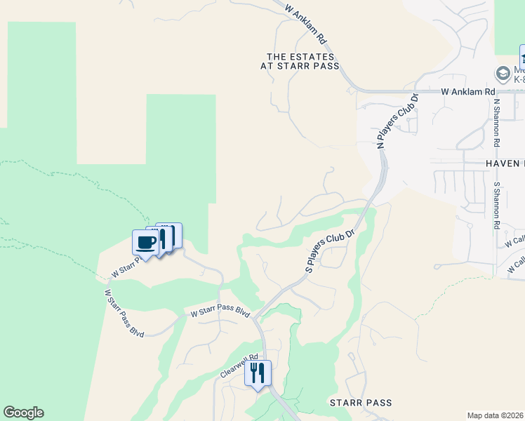 map of restaurants, bars, coffee shops, grocery stores, and more near 3653 West Foxes Meadow Drive in Tucson