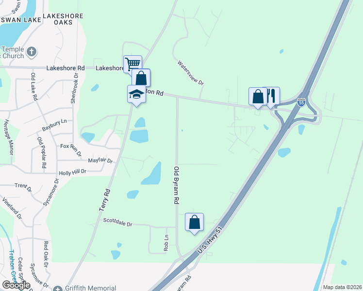map of restaurants, bars, coffee shops, grocery stores, and more near 4684 Old Byram Road in Jackson
