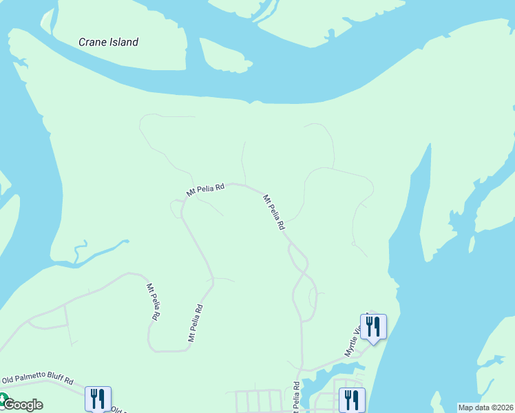 map of restaurants, bars, coffee shops, grocery stores, and more near 244 Mount Pelia Road in Bluffton