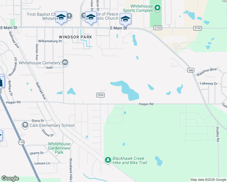 map of restaurants, bars, coffee shops, grocery stores, and more near 1205 Hagan Road in Whitehouse