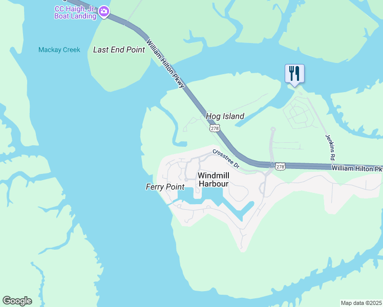 map of restaurants, bars, coffee shops, grocery stores, and more near 66 Crosstree Drive in Hilton Head Island