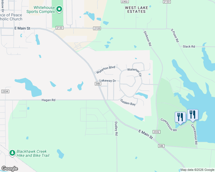 map of restaurants, bars, coffee shops, grocery stores, and more near 216 Clearview Drive in Whitehouse