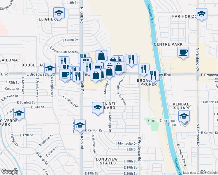map of restaurants, bars, coffee shops, grocery stores, and more near 7262 Caminito Feliz in Tucson