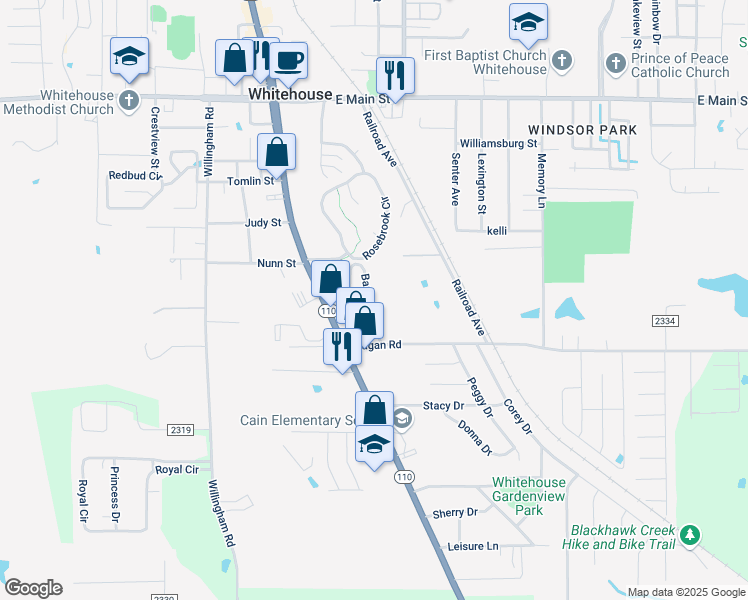 map of restaurants, bars, coffee shops, grocery stores, and more near 2-98 Barbara Dr in Whitehouse