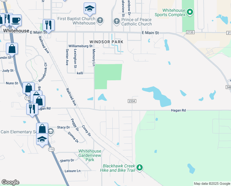 map of restaurants, bars, coffee shops, grocery stores, and more near 969 Hagan Rd in Whitehouse