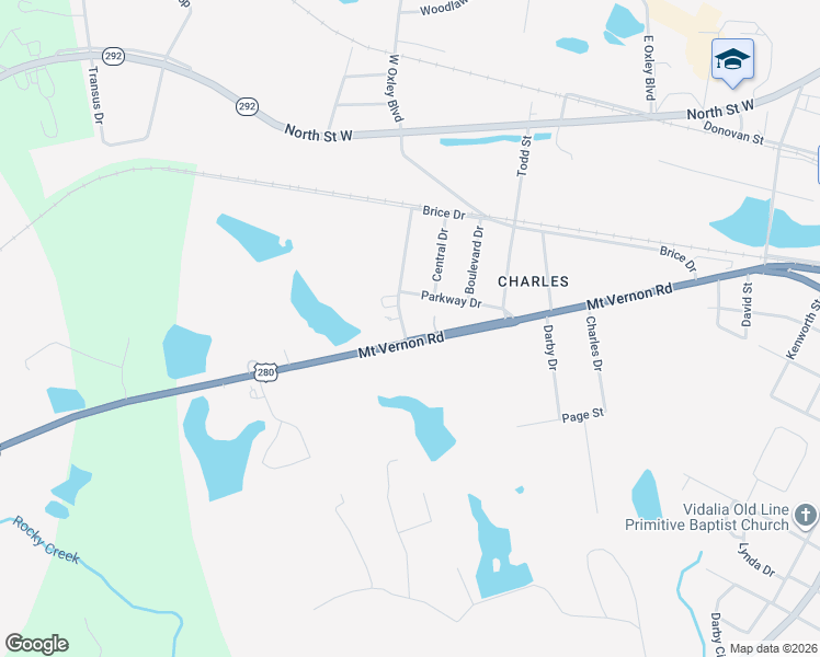 map of restaurants, bars, coffee shops, grocery stores, and more near 208 Sunset Drive in Vidalia