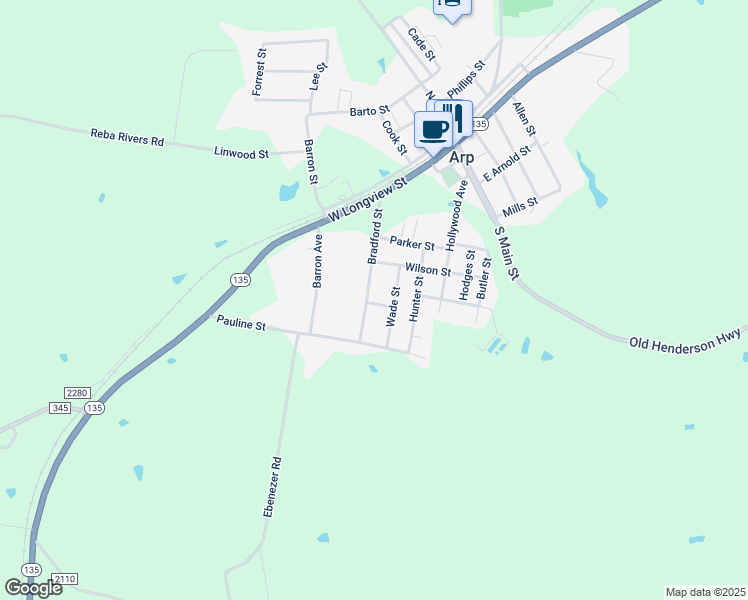 map of restaurants, bars, coffee shops, grocery stores, and more near 307 Bradford St in Arp