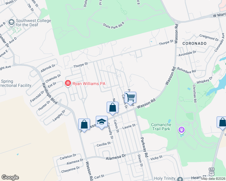 map of restaurants, bars, coffee shops, grocery stores, and more near 2903 Navajo Drive in Big Spring