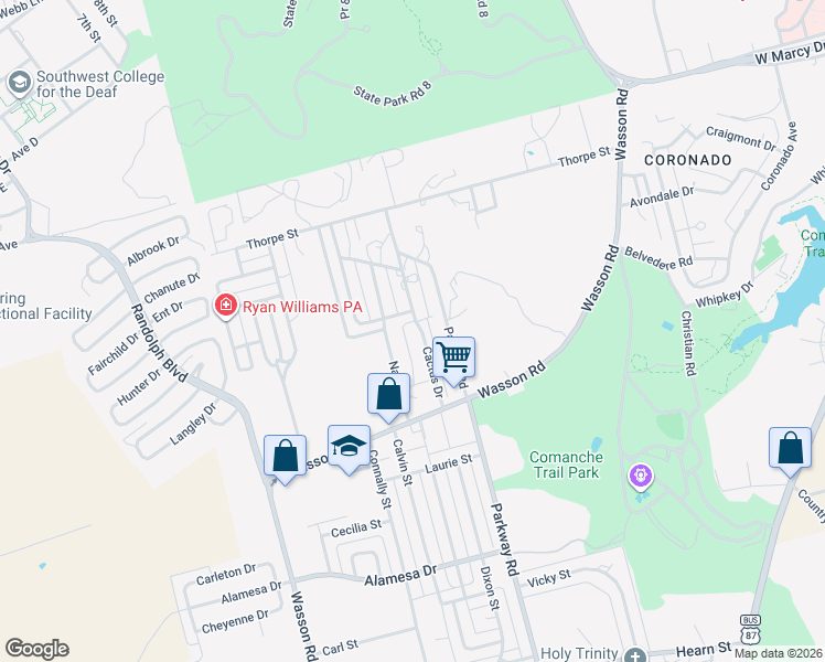 map of restaurants, bars, coffee shops, grocery stores, and more near 2903 Navajo Dr in Big Spring