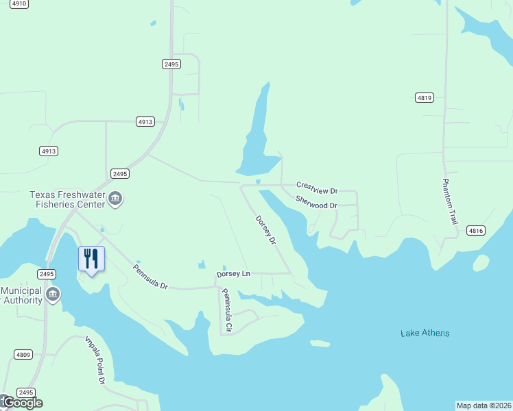 map of restaurants, bars, coffee shops, grocery stores, and more near 6388 Dorsey Drive in Athens