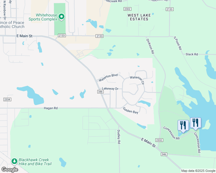 map of restaurants, bars, coffee shops, grocery stores, and more near 109 Lakeway Dr in Whitehouse
