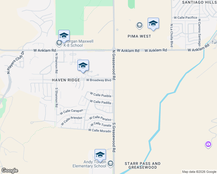 map of restaurants, bars, coffee shops, grocery stores, and more near 2534 West Calle Puebla in Tucson